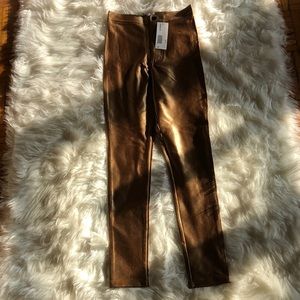 American Apparel Shiny Bronze Skinny Pants